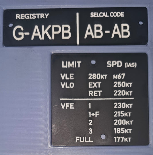 Callsign SelCal Plate and Speed Refs